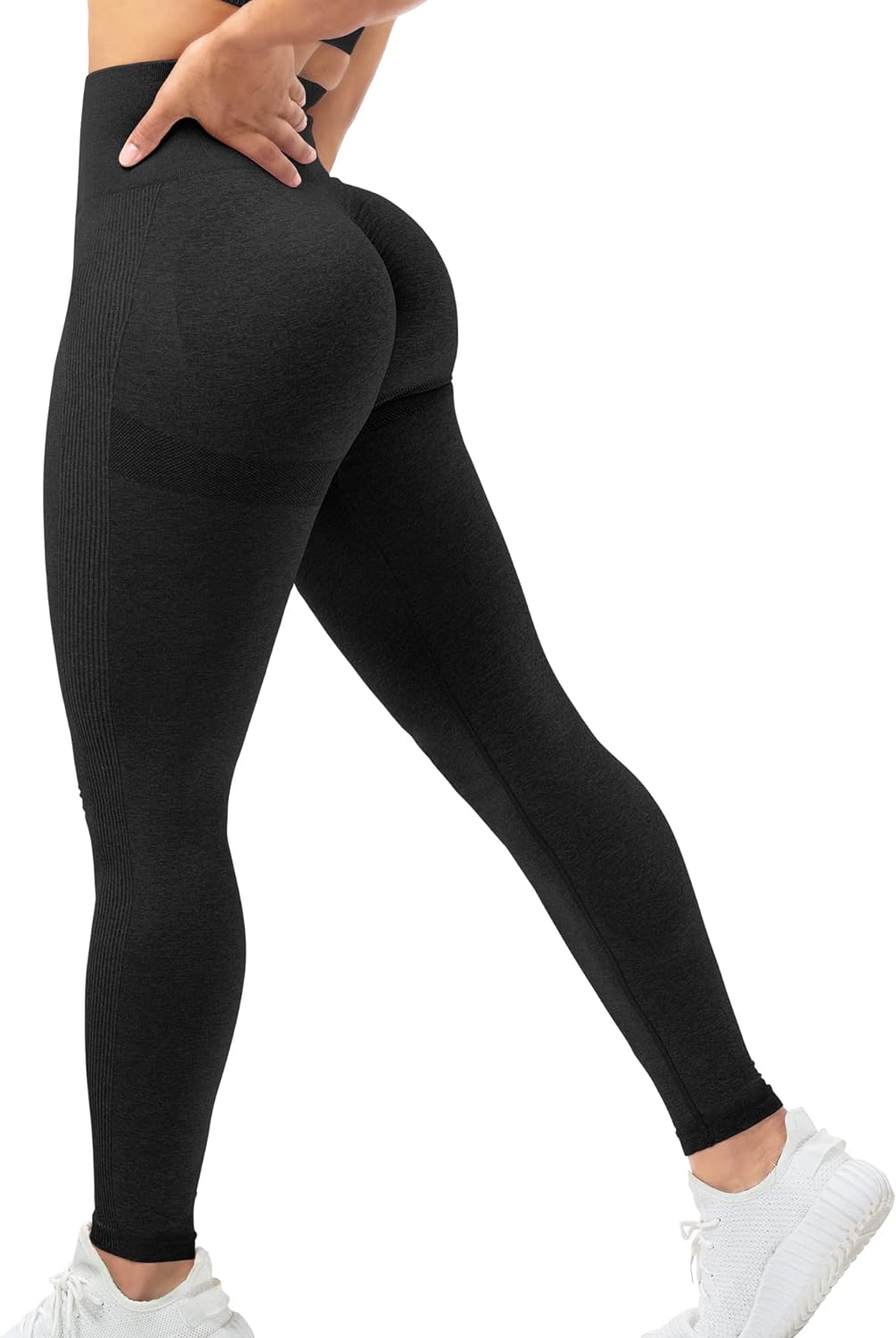 QOQ Women's High Waisted Butt Lifting Workout Leggings Seamless Ruched  Booty Tummy Control Gym Compression Yoga Pants, #1 New Dark Grey, Medium :  : Clothing, Shoes & Accessories