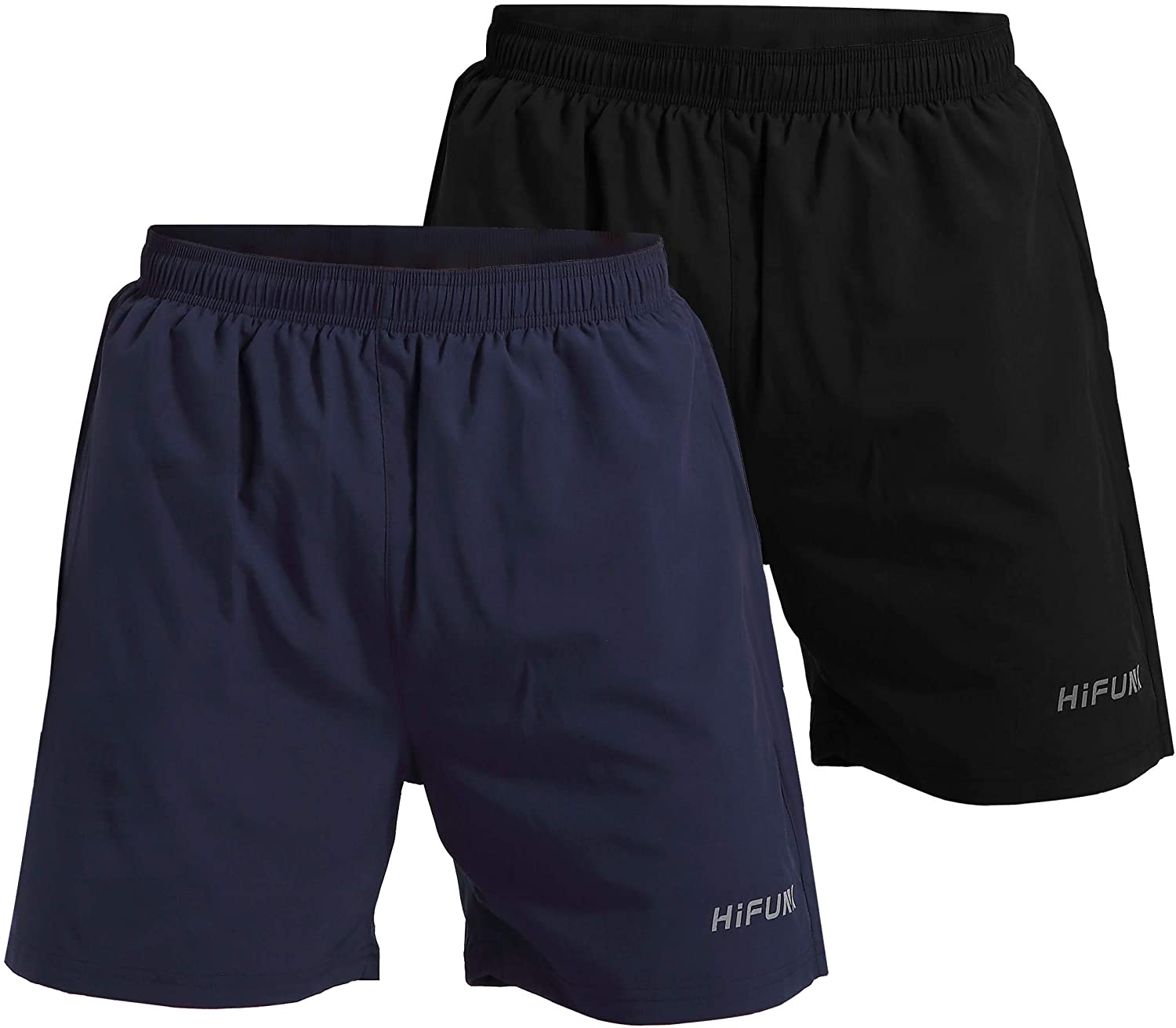 Hifunk Mens Workout Running Shorts 5 Inch Quick Dry Gym Athletic Training Shorts with Liner and Zipper Pocket 