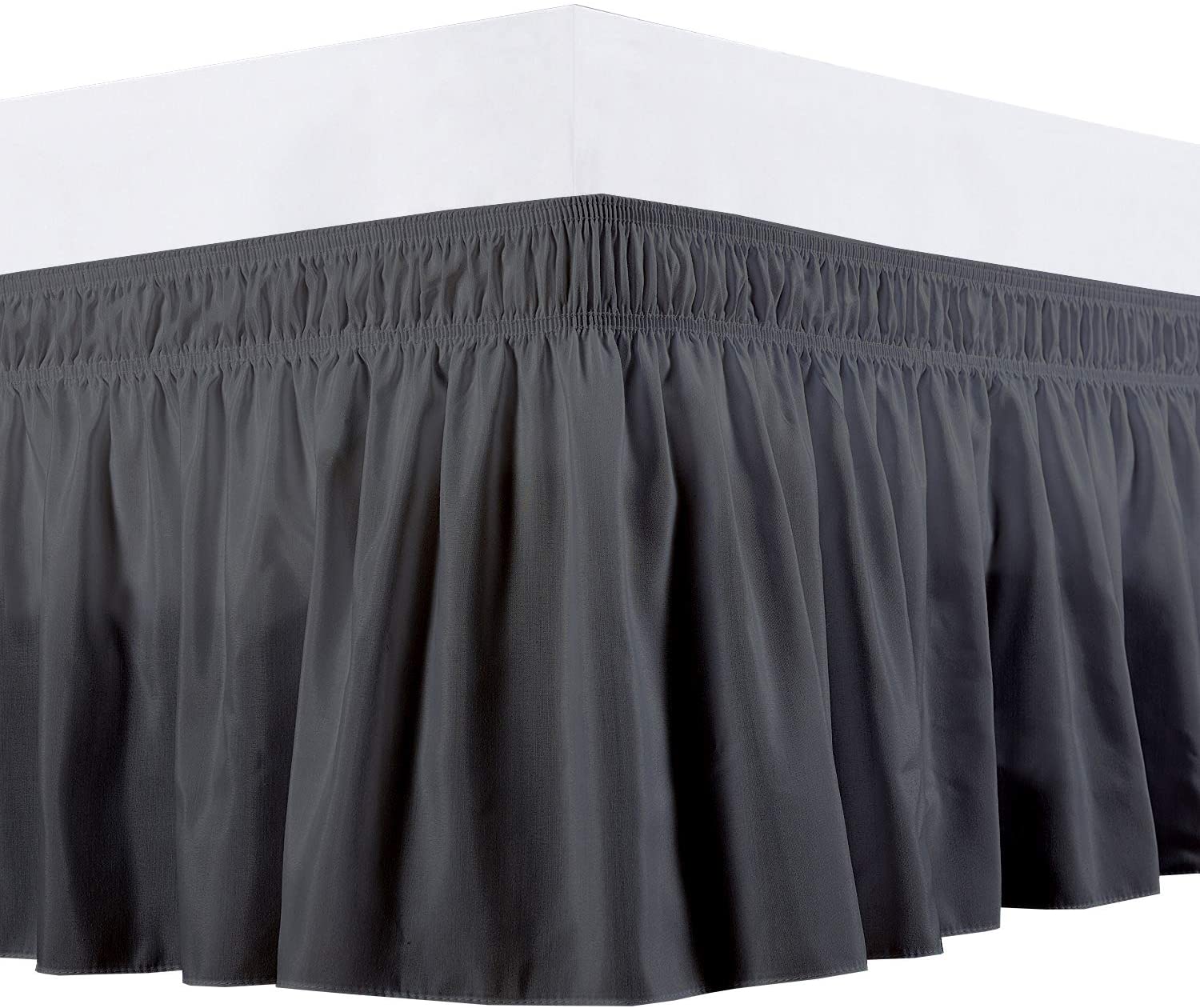 Details about   Premium Wrap Around Bed Skirt Elastic Dust Ruffle Three Fabric Sides Wrinkle Du 