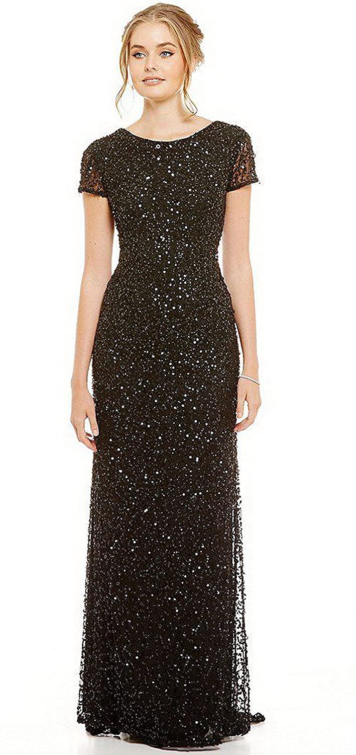 Adrianna Papell Women's Short-Sleeve All Over Sequin Gown | eBay