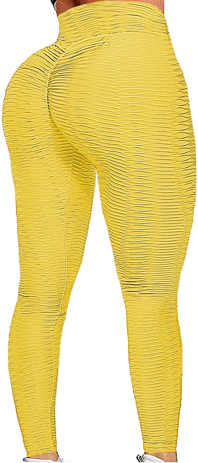 ZZAL High-Waisted Leggings for Women with High Waist and Breathable Scrunch  Workout Yoga Trousers (Size: M, Colour: Cream Yellow) : : Fashion