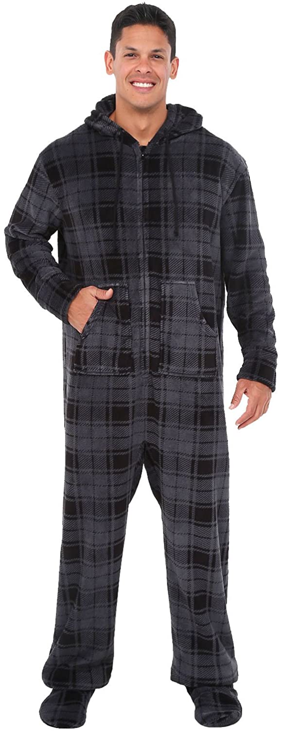 Women's Warm Fleece One Piece Hooded Footed Zipper Pajamas, Soft Adult  Onesie Footie with Hood for Winter – Alexander Del Rossa