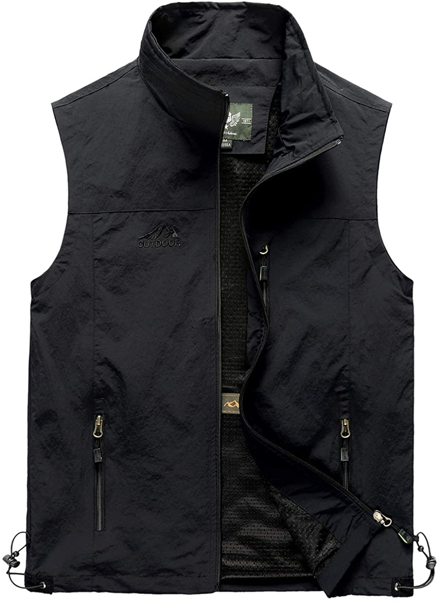 Men's Causal Travelers Fishing Photography Vest Outdoor Jacket Black