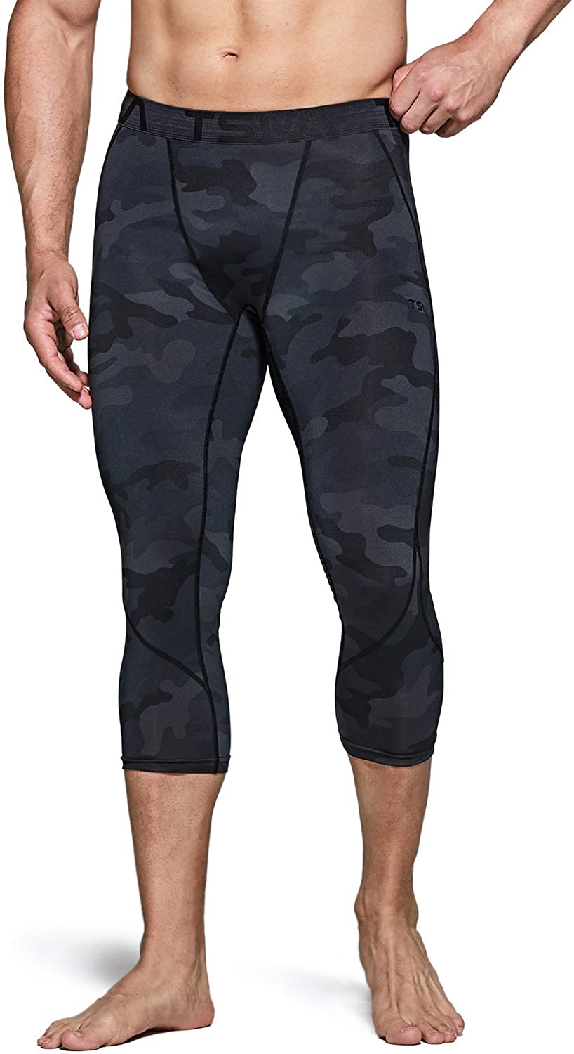 TSLA 1 or 2 Pack Men's 3/4 Compression Pants, Running Workout Tights, Cool  Dry C | eBay
