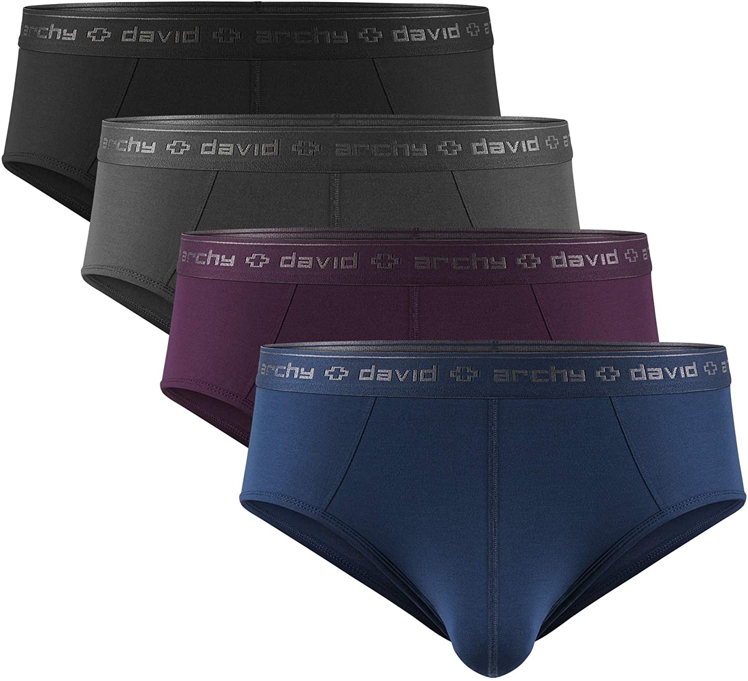  DAVID ARCHY Mens 4 Pack Micro Modal Separate Pouch Briefs