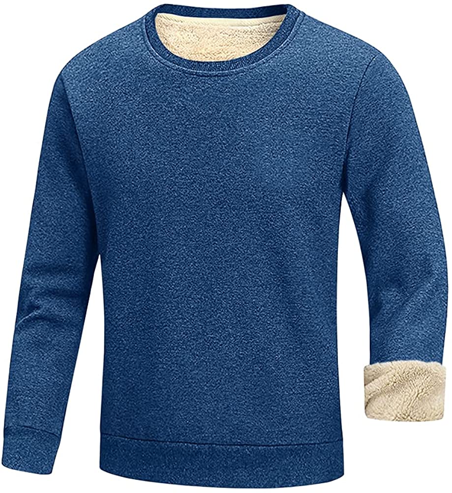 FASKUNOIE Men's Winter Fleece Sweatshirts Warm Sherpa Lined Heavy Thicken  Long S