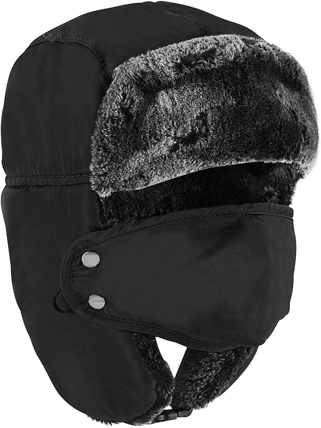 2PCS Mouth Mask Protective Face Masks Ushanka Men's Winter Hat with Ear Flaps - Russian Trooper Trapper Hat for Men Women