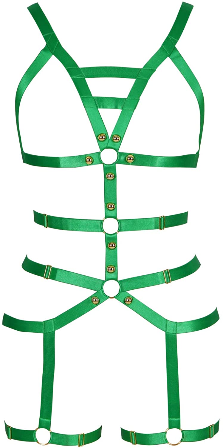 PETM·HS Women Full Body Harness Garter Belt Stockings Lingerie Elastic Suspender Belt