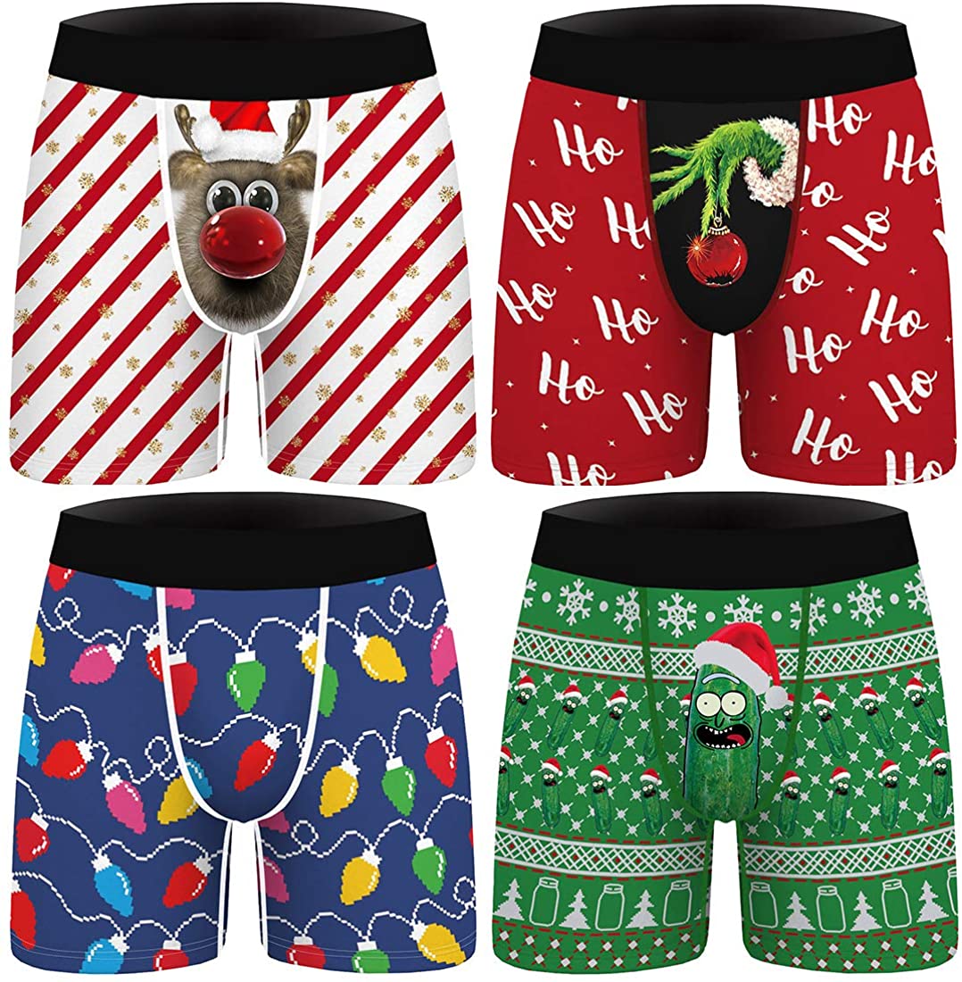 US Trunks Mens Christmas Underwear Boxer Briefs Underpants Thong Panties Funny