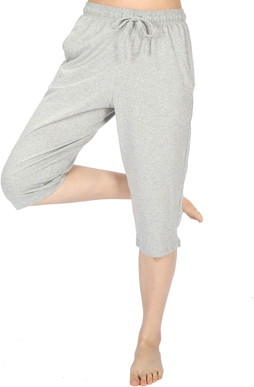 WEWINK CUKOO Women Pyjama Bottoms 100% Cotton Casual Cropped Trousers Lounge Pants with Pockets 