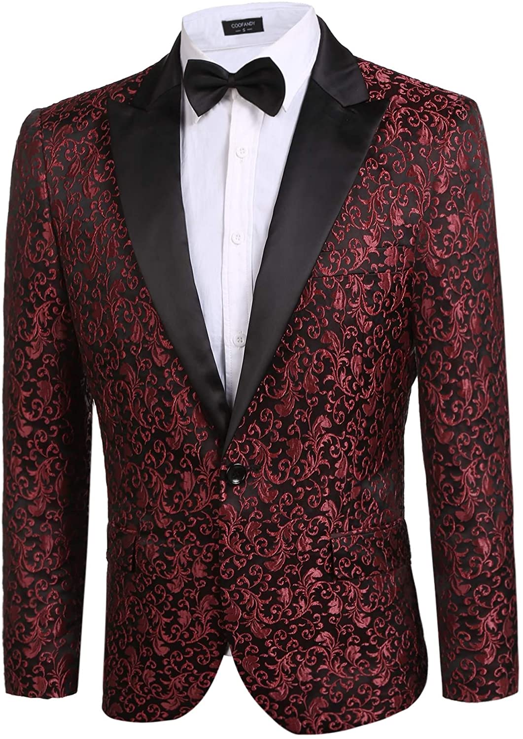 COOFANDY Men's Floral Party Dress Suit Stylish Dinner Jacket Wedding ...