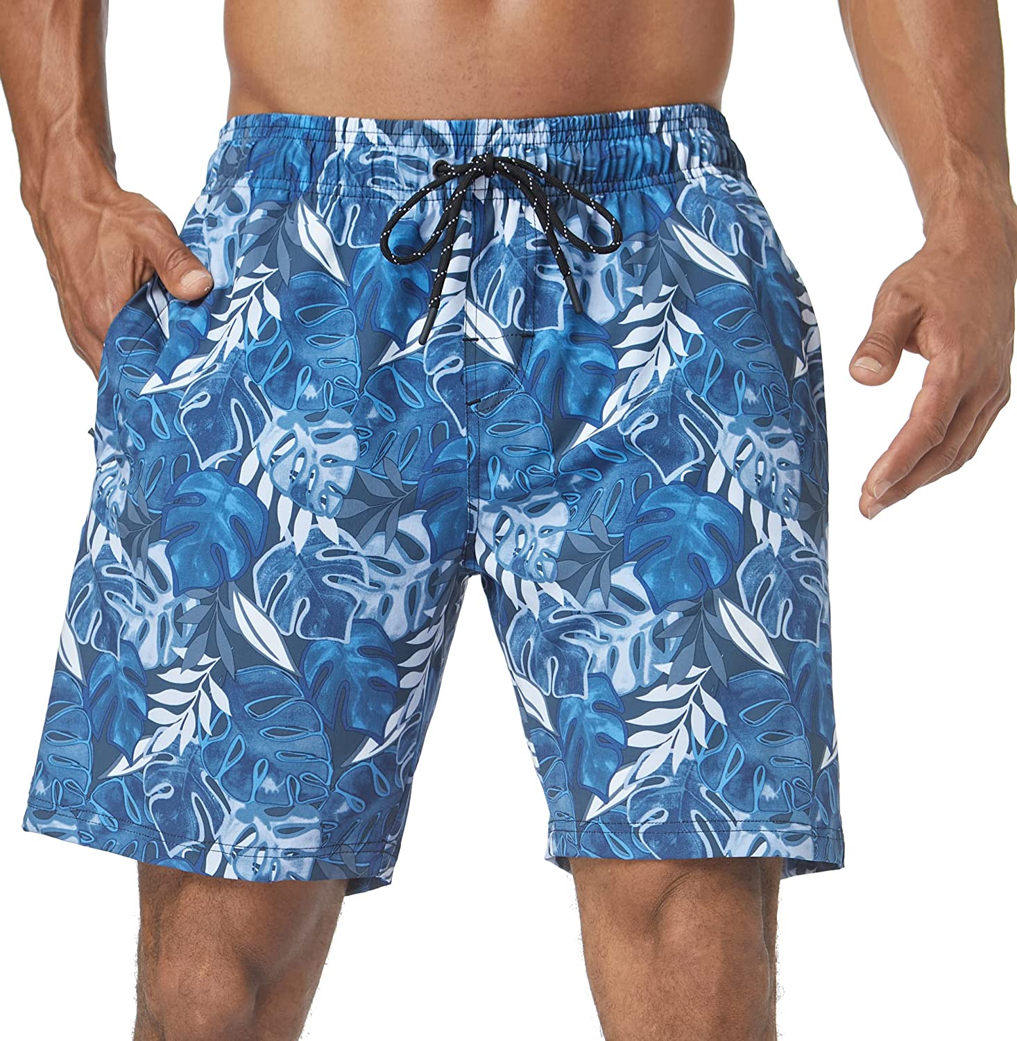 Flytop Mens Swim Trunks Quick Dry Board Shorts with Zipper Pockets