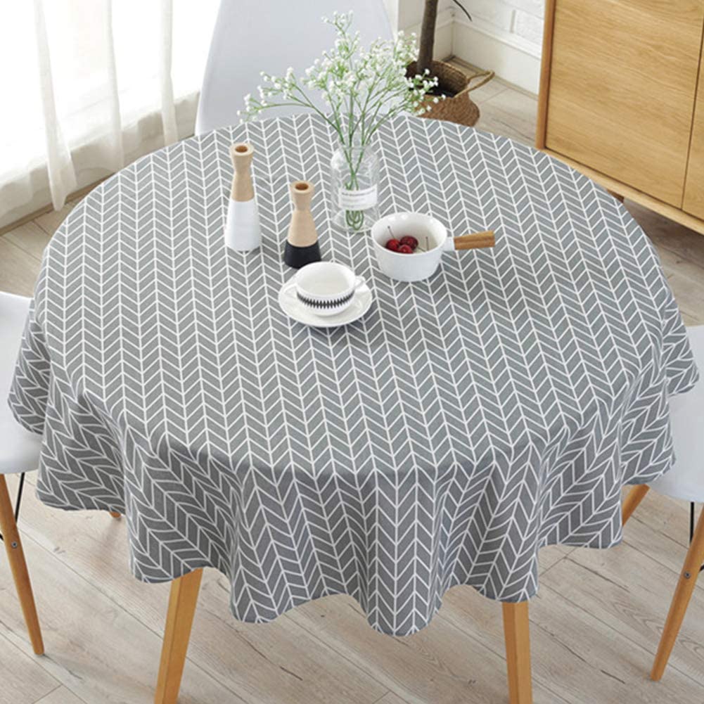 Round Daily Hotel Table Cloth Soft Solid Tassel Nordic Style Cotton Linen Party 