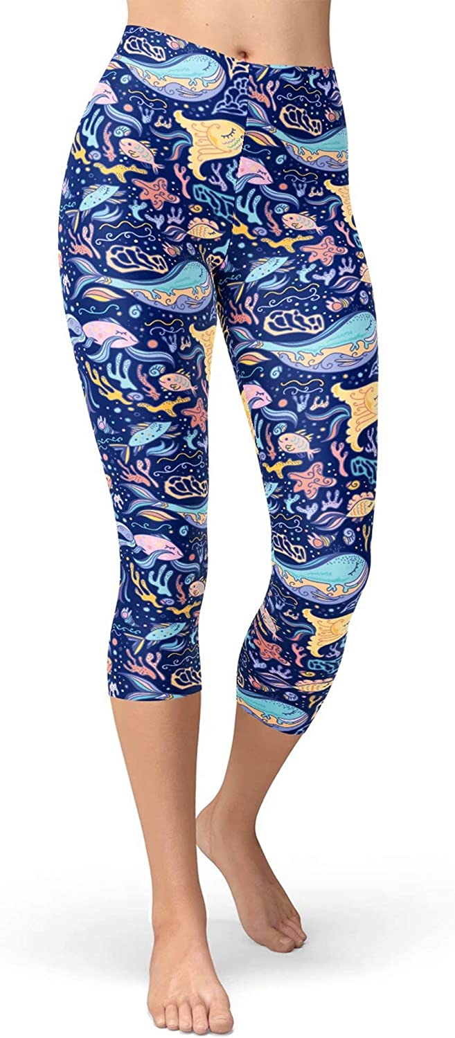 sissycos Women's Under The Sea Capri Leggings Printed Buttery Soft Cropped  Stretch Pants 21 : : Clothing, Shoes & Accessories