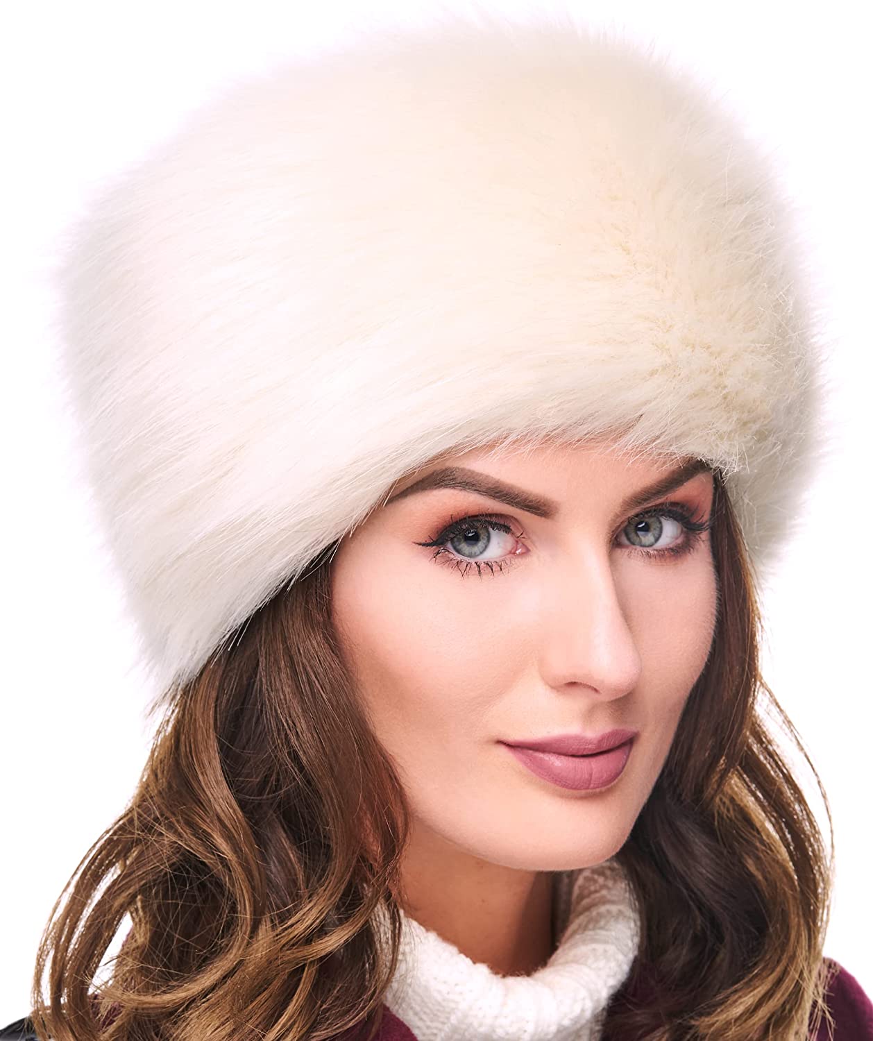 Futrzane Faux Fur Trimmed Winter Hat for Women Classy Russian Hat with Fleece 