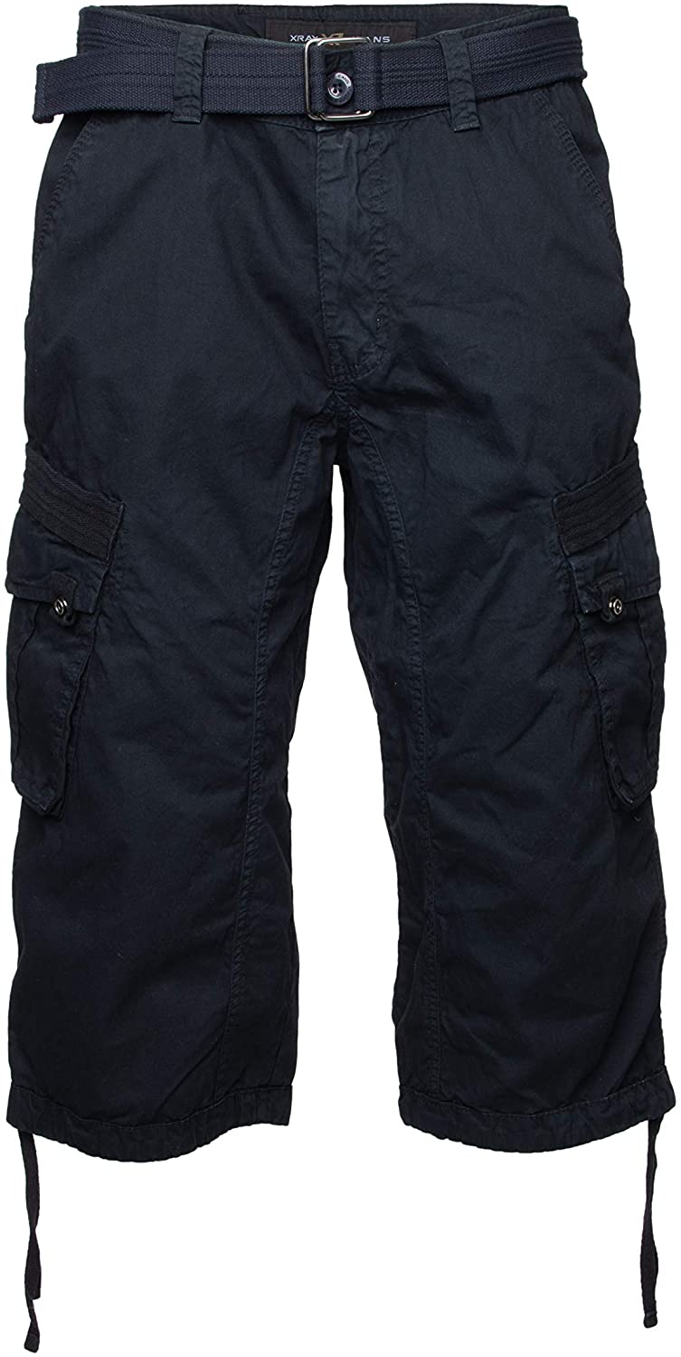 X RAY Men's Belted Tactical Cargo Long Shorts 18 Inseam Below