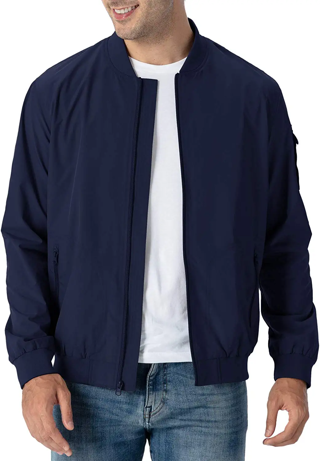 Leey-world Jackets for Men Fashion Men's Lightweight Bomber Jacket Causal Varsity Flight Windbreaker Track Jacket Green,3XL, Adult Unisex, Blue