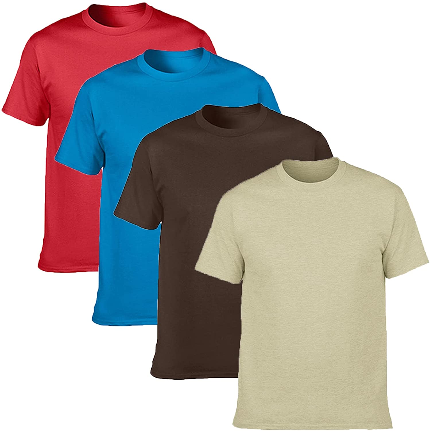 1-2-4 Pack NewDenBer Mens Classic Basic Solid Ultra Soft Cotton T-Shirt 