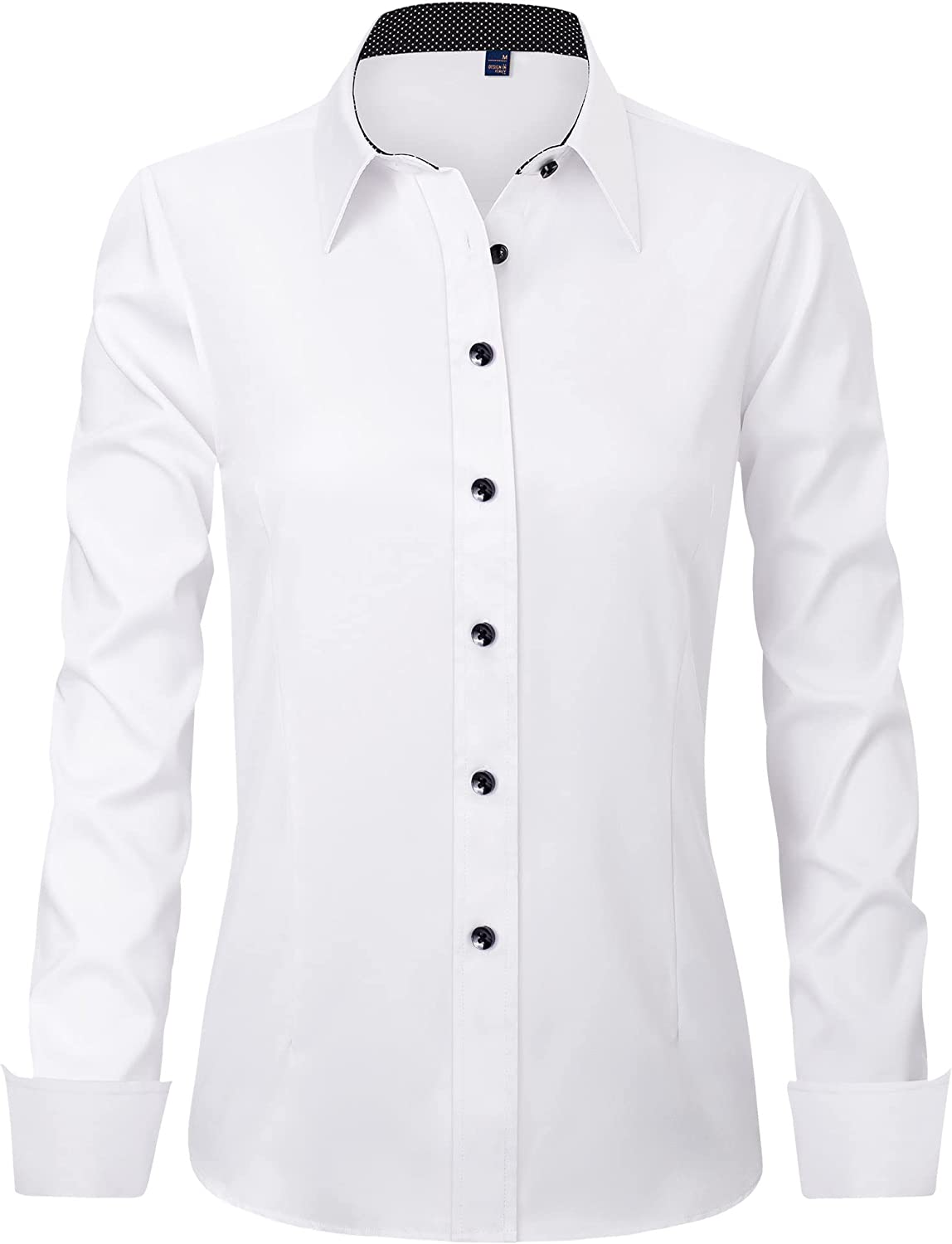 J.Ver Womens Dress Shirts Long Sleeve Button Down Shirts Wrinkle-Free Solid  Work