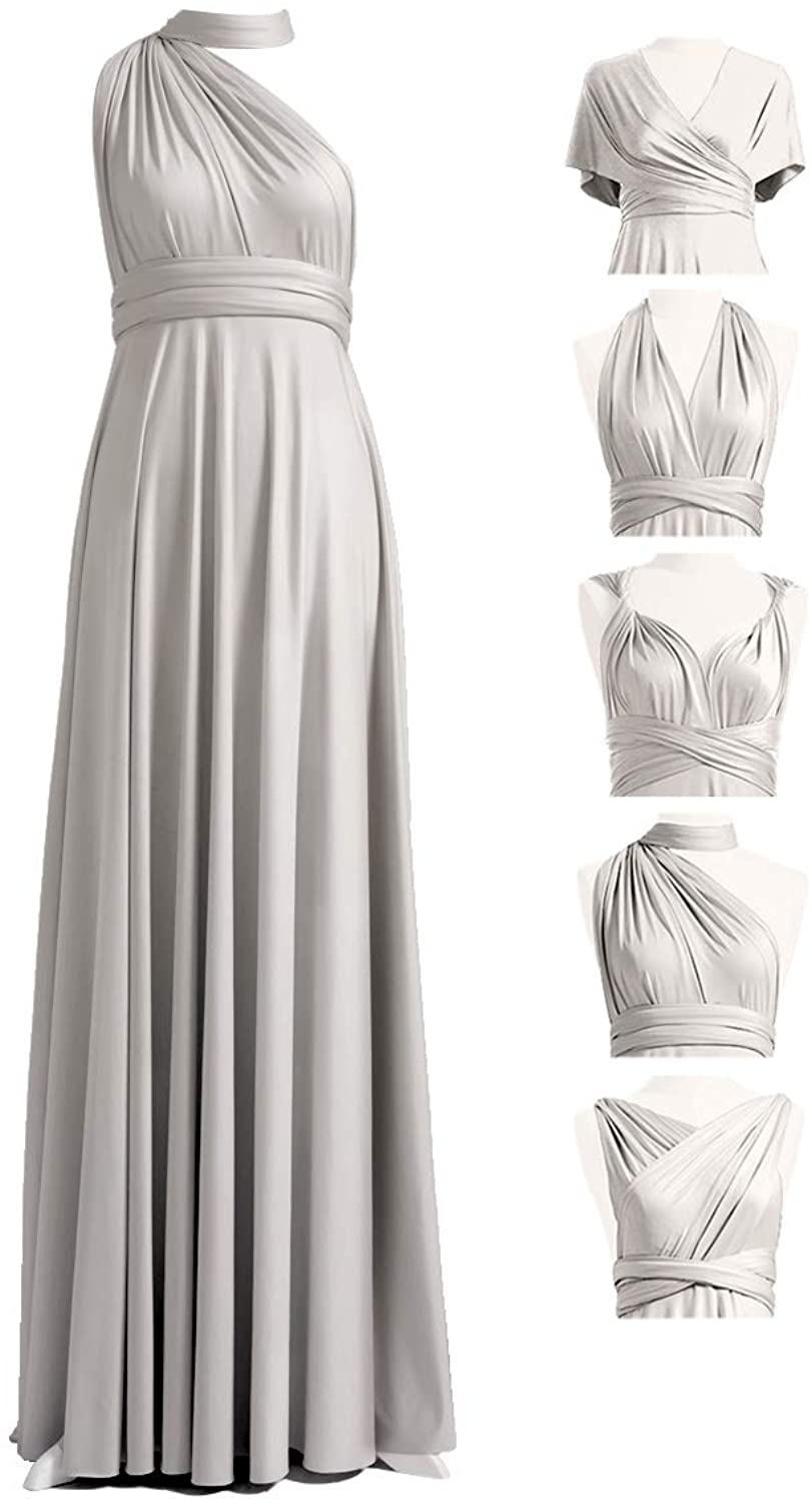 Silver Gray Infinity Dress - Long Silver Gray Convertible Dress
