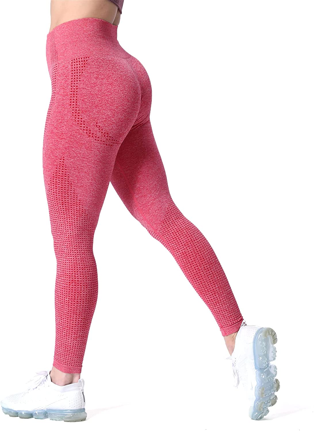 Aoxjox Women's High Waist Workout Gym Vital Seamless Leggings Yoga Pants  (Khaki Marl, Medium), Khaki, Medium 