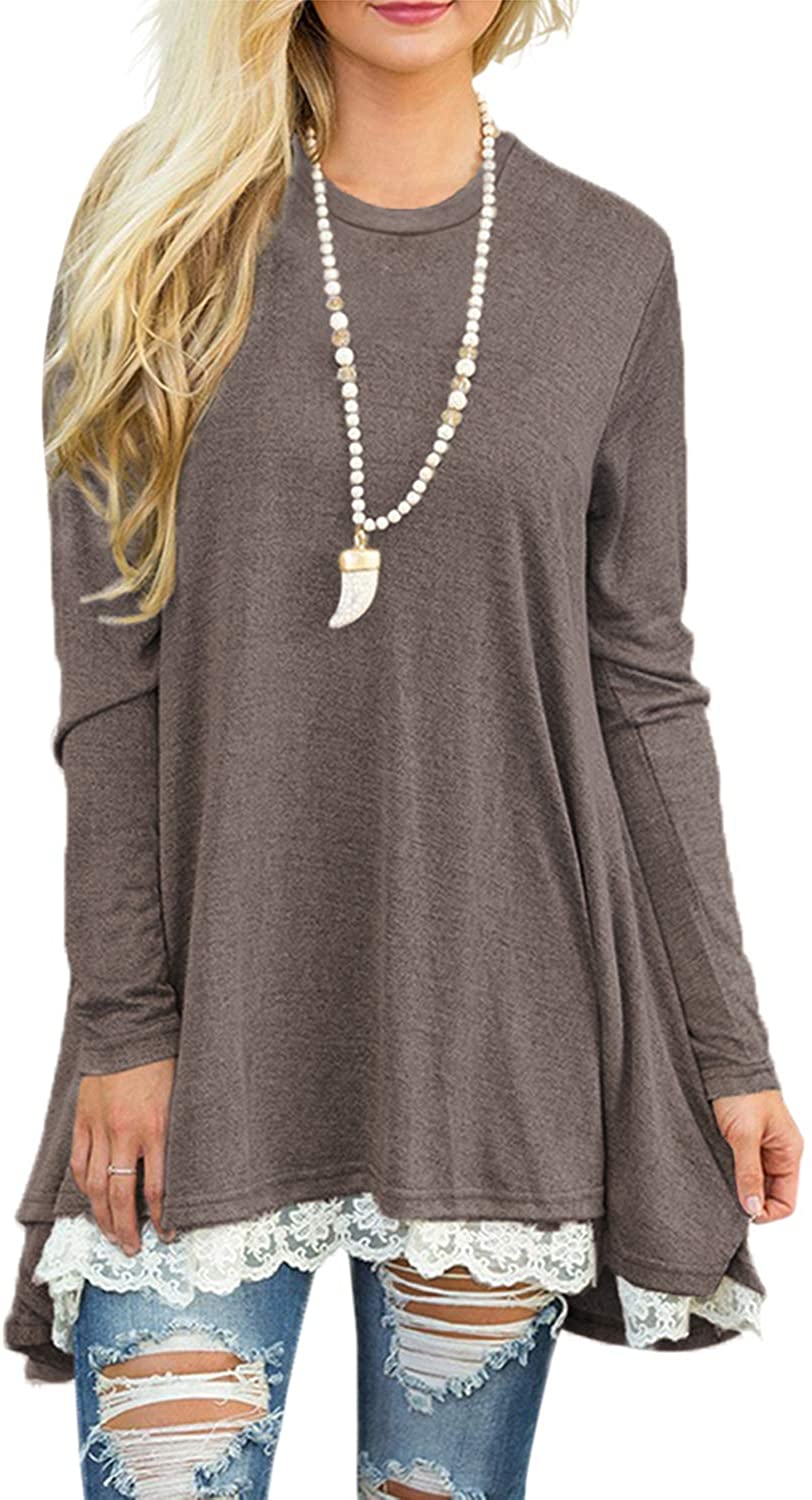 Sanifer Women Lace Long Sleeve Tunic Top Blouse