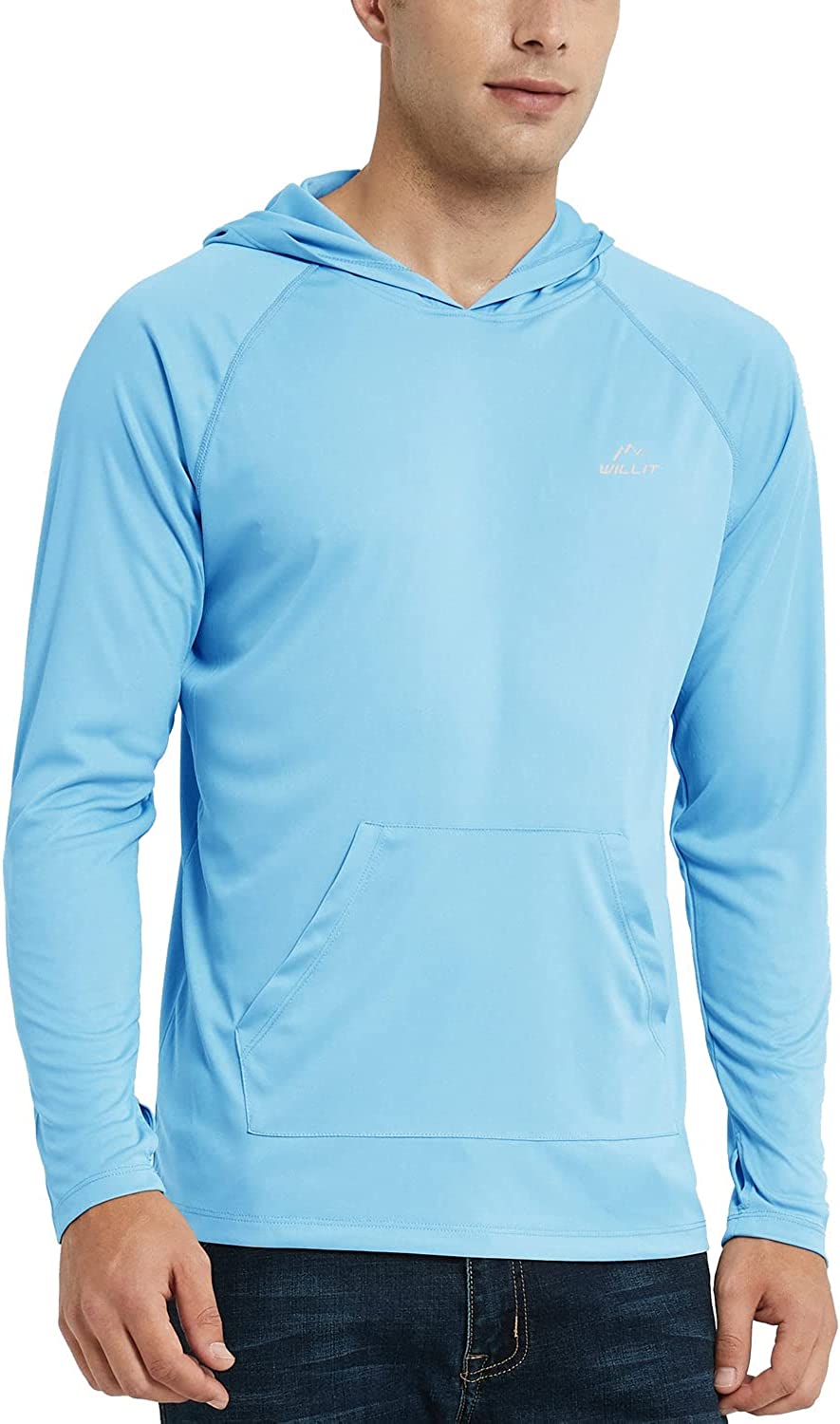 Willit Men's UPF 50+ Sun Protection Hoodie Shirt Long Sleeve Rash Guard Fishing SPF Outdoor UV Shirt Lightweight Pocket