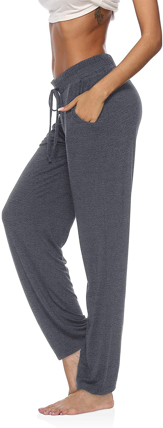 DIBAOLONG Womens Yoga Pants Comfy Lounge Sweatpants Wide Leg Casual Drawstring Loose Cotton Pajamas Sweat Pants with Pockets 