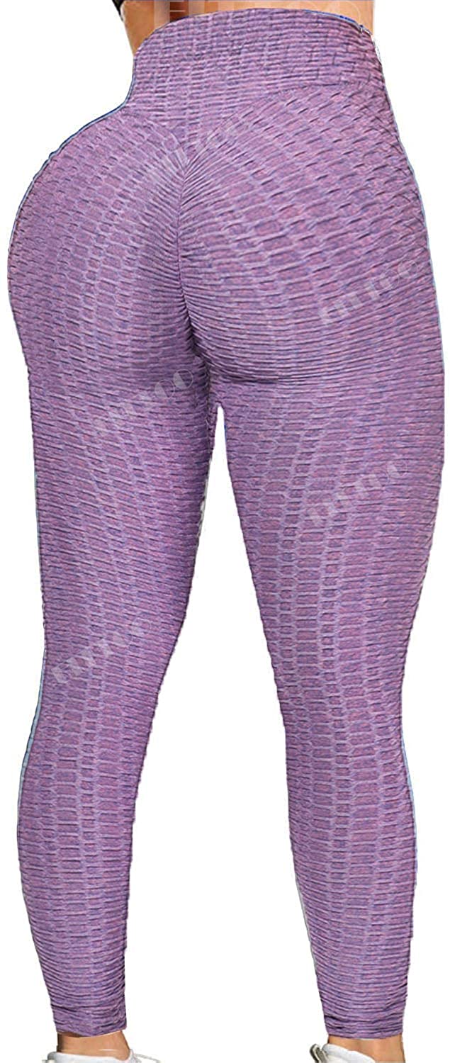  LSCZSLYH Women Workout Sport Pants Fitness Leggins Push Up  Textured Tights High Waist Tummy Control Leggings (Color : Purple, Size :  XL) : Clothing, Shoes & Jewelry