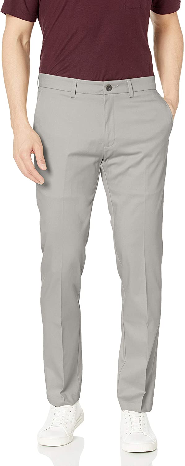 Haggar Men's Premium No Iron Khaki Slim Fit Flat Front Casual Pant