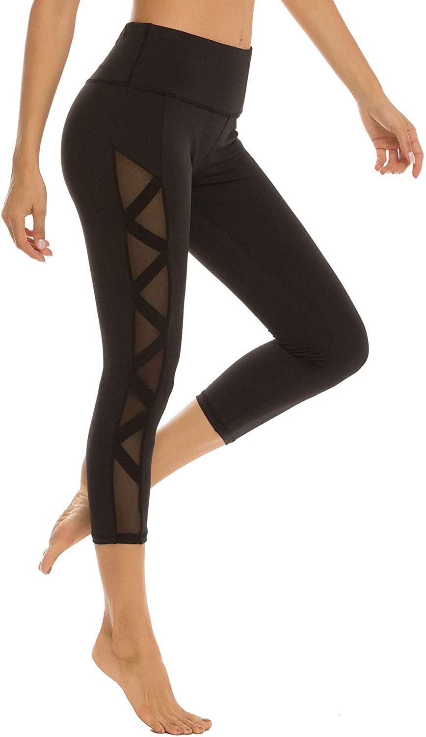 Plus Size Leggings, Black Mesh Yoga Pants for Women with Pockets High  Waisted Tummy Control & Squat Proof Workout Leggings Black L at   Women's Clothing store