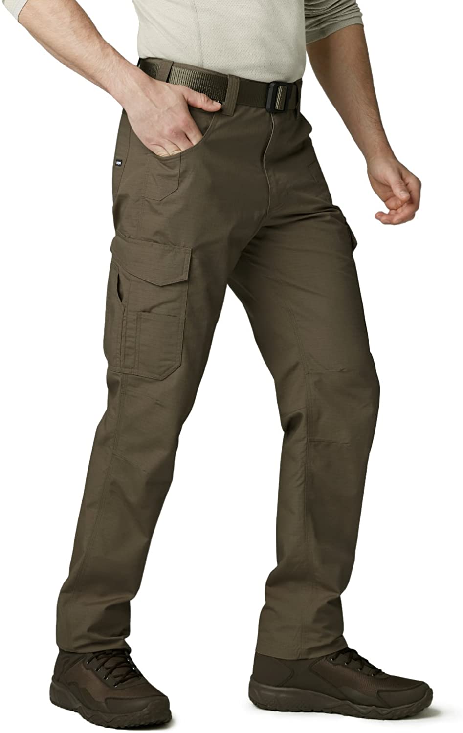 Outdoor Utility Operator EDC Straight/Cargo Pants Water Repellent Tactical Pants CQR Men's Ripstop Work Pants 