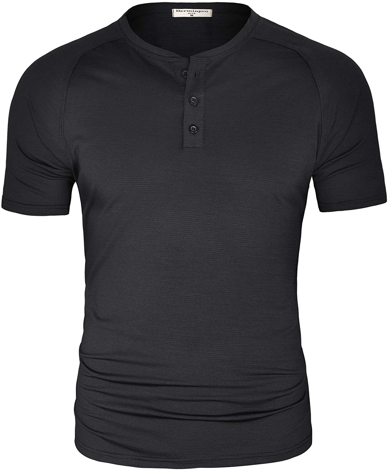 Derminpro Men's Quick Dry Casual Henley Collarless Golf Shirts Buttons ...