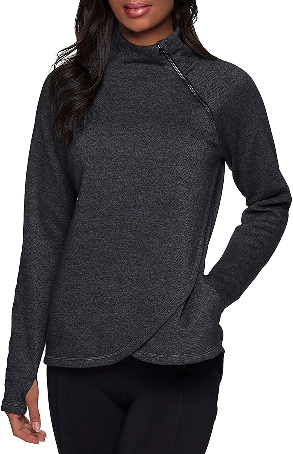RBX Activewear Women's Fleece Pullover Sweatshirt With Zip Mock