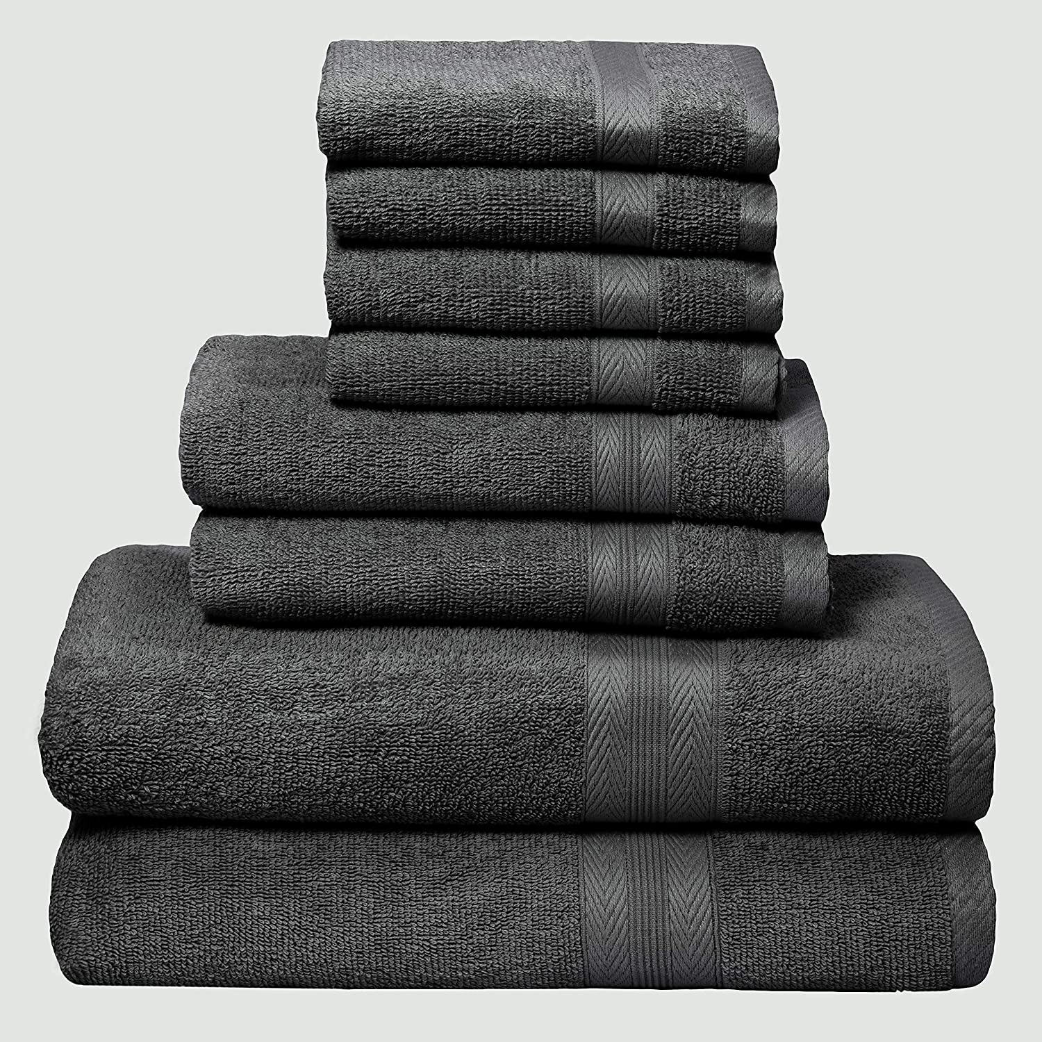 Boutiquo 8 Piece Towel Set 100% Ring Spun Cotton, 2 Bath Towels 27X54, 2  Hand To