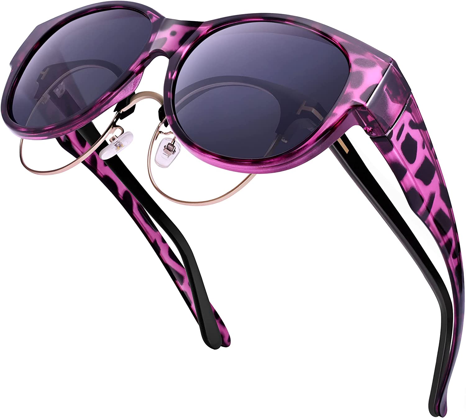 URUMQI Sunglasses Fit Over Glasses for Women, Trendy Round Cat Eye Sun  Glasses P