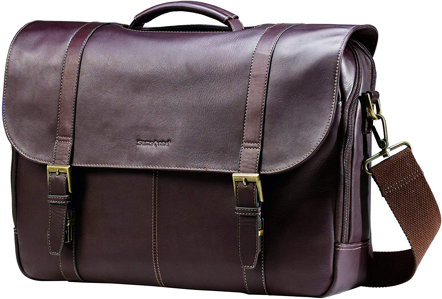 Samsonite Colombian Leather Flap-Over Messenger Bag | eBay
