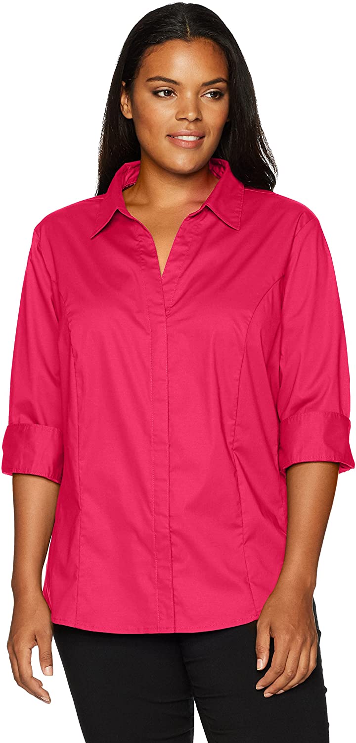 Riders by Lee Indigo Womens Plus Size Easy Care ¾ Sleeve Woven Shirt