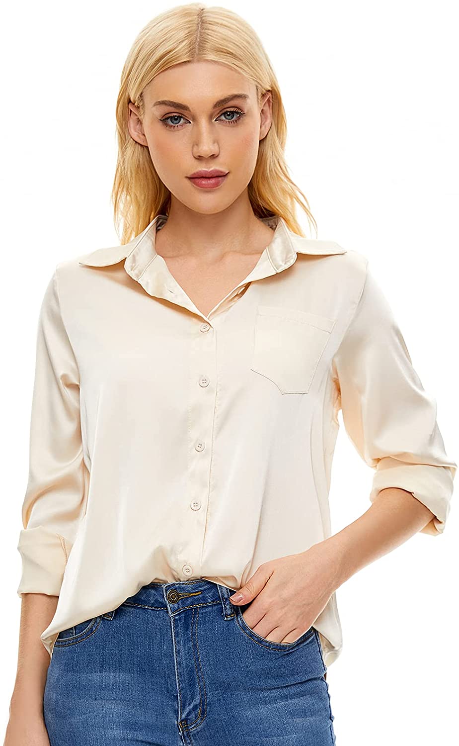 ladies cream silk shirt