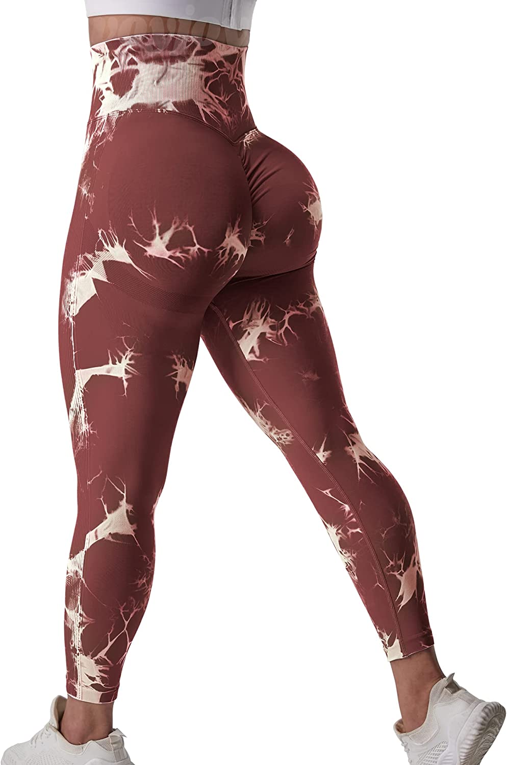 Buy VOYJOY Tie Dye Seamless Leggings for Women High Waist Yoga Pants, Scrunch  Butt Lifting Elastic Tights online