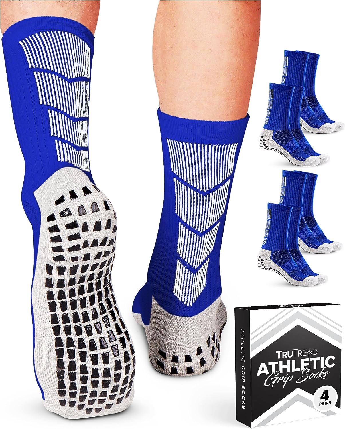 TruTread Pilates Socks with Grips for Women and Men - 6 Pairs Yoga Socks  for Women, Yoga Socks for Men
