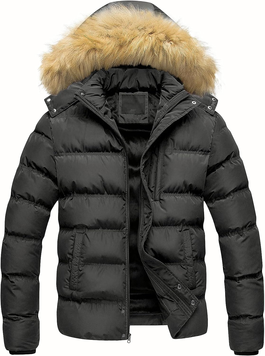 Pursky Men's Puffer Jacket Waterproof Winter Bubble Coats Ski Parka Fur  Hooded