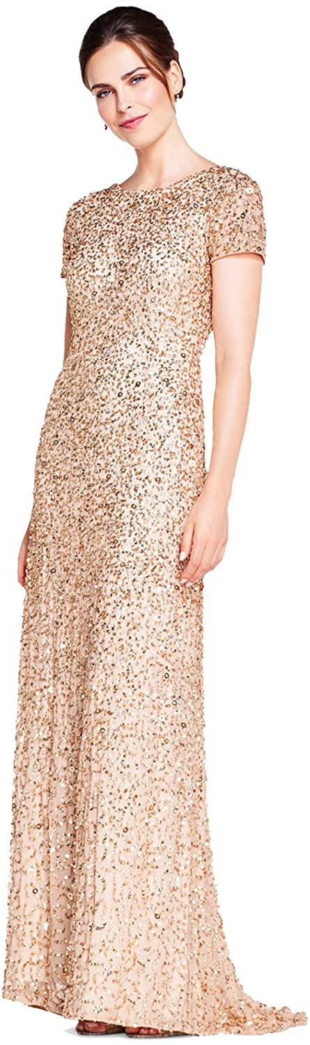 Adrianna Papell Women's Short-Sleeve All Over Sequin Gown | eBay