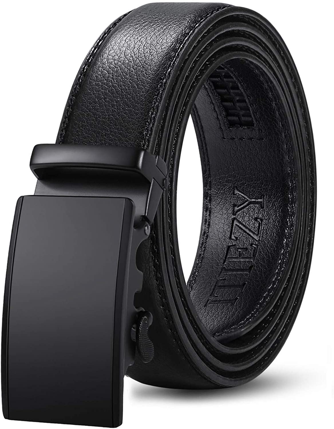 ITIEZY Mens Ratchet Leather Dress Belt Adjustable Slide Belt with Automatic Buckle in Gift Box