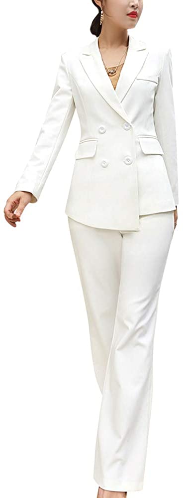 Women's Blazer Suits Two Piece Solid Work Pant Suit for Women Business Office Lady Suits Sets