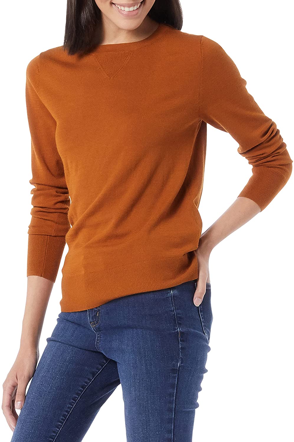Brand Daily Ritual Women's Fine Gauge Stretch V-Neck Pullover Sweater 