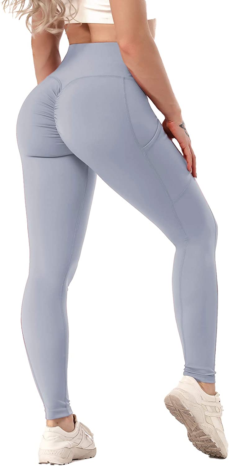 SEASUM Women Scrunch Butt Leggings High Waisted Ruched Yoga Pants