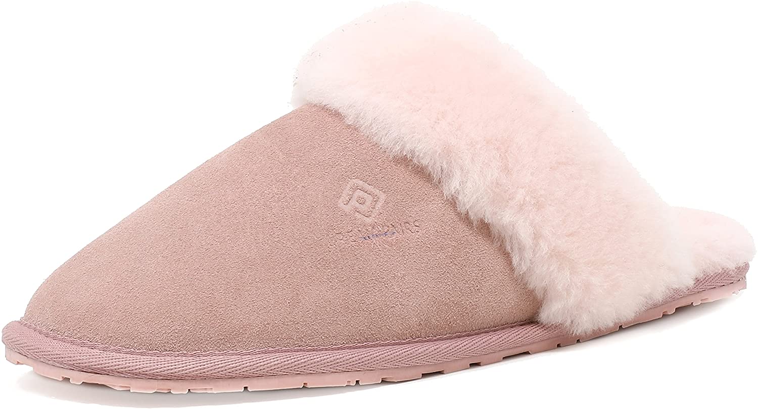 DREAM PAIRS Women’s Sheepskin Slip On House Slippers Indoor Outdoor Winter Shoes