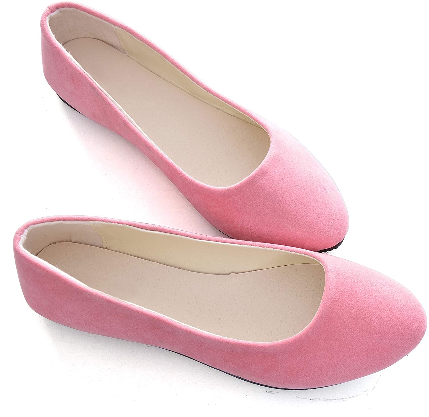 Women Cute Slip-On Ballet Shoes Soft Solid Classic Pointed Toe Flats 