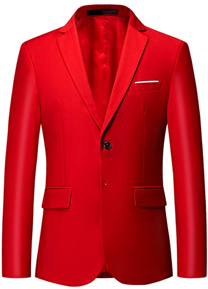MOGU Mens Jacket with Single Button Lapel Blazer for Men Slim Fit Casual